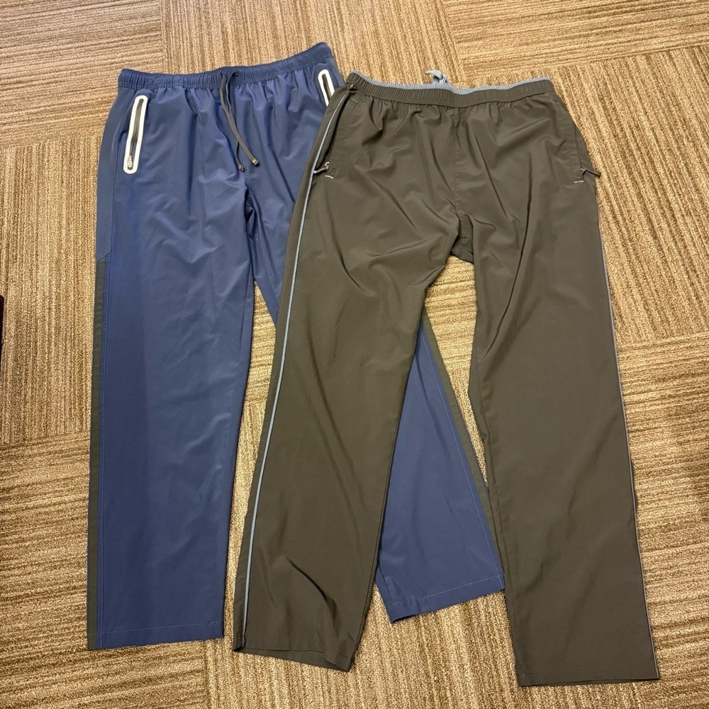 Outdoor Sports Windbreaker Men's Blue and Gray Joggers Pants Zipper Pocket